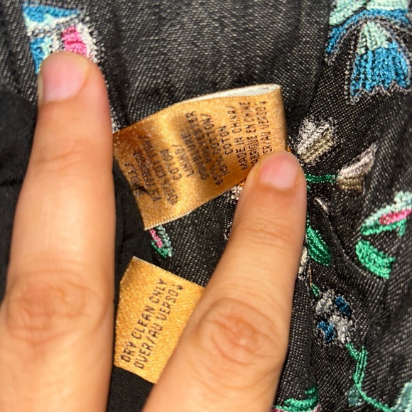 Dana Buchman Black Denim Floral Embroidery Shirt Jacket -16 - Picture 7 of 8